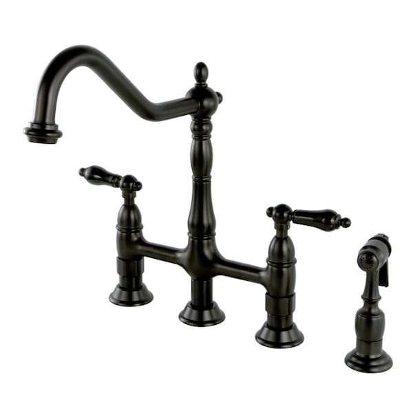 KS1275PKLBS Duchess Bridge Kitchen Faucet W/ Brass Sprayer, Bronze